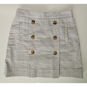 EUC J.Crew Striped Cotton Seersucker Stretch Preppy Nautical Sailor Mini Skirt 6
